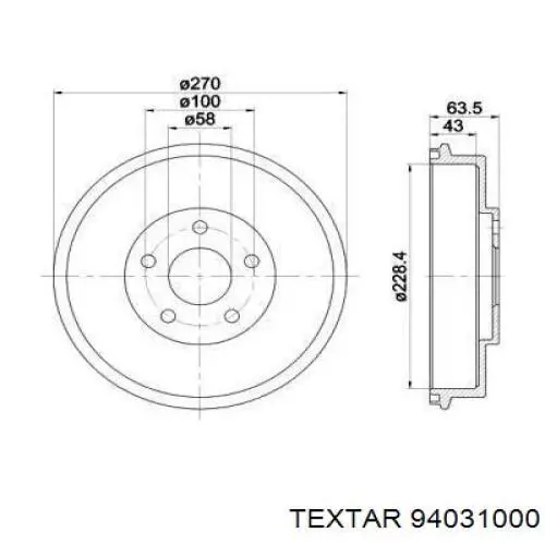 Барабан гальмівний задній Textar 94031000