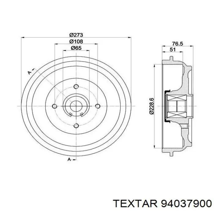 94037900 Textar Барабан гальмівний задній
