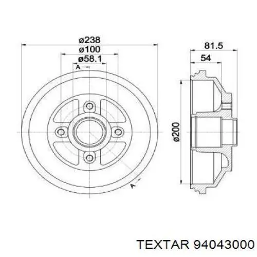 Купити 94043000 Textar Барабан гальмівний задній