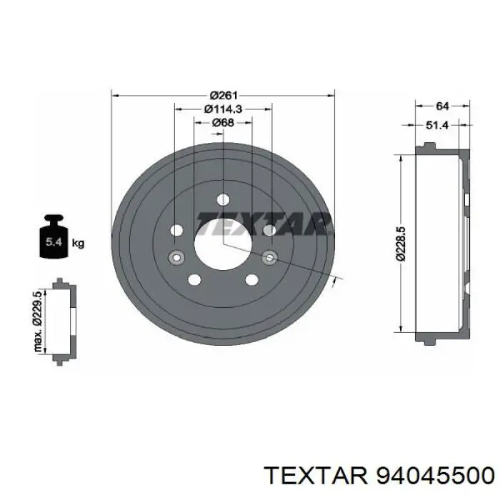 Барабан гальмівний задній Textar 94045500 ціна, від 50.20 USD