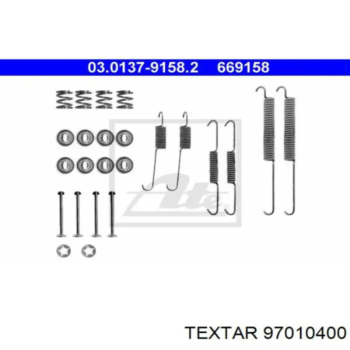 97010400 Textar монтажний комплект задніх барабанних колодок