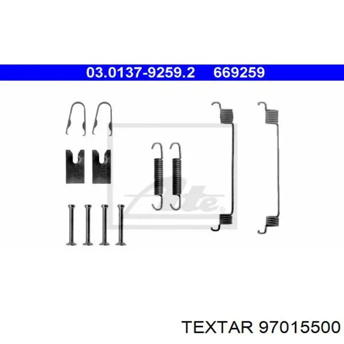 97015500 Textar монтажний комплект задніх барабанних колодок