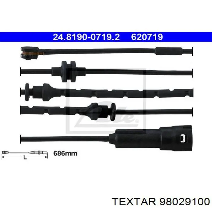 Датчик зносу гальмівних колодок, передній лівий 98029100 Textar