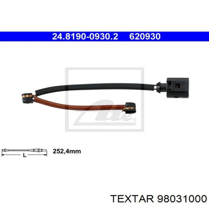 Датчик зносу гальмівних колодок, задній Textar 98031000 ціна, від 4.77 USD
