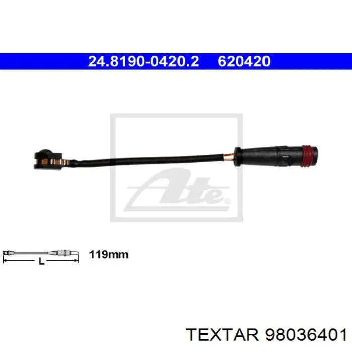 Купити 98036401 Textar Датчик зносу гальмівних колодок