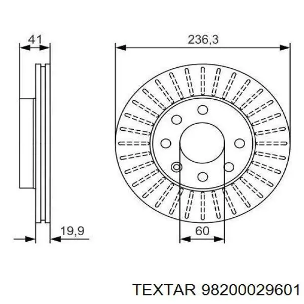 98200029601 Textar Гальмо дискове переднє