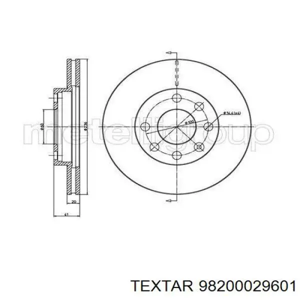 Диск переднього гальма Textar 98200029601 ціна, від 25.46 USD