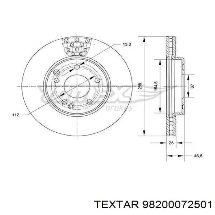 Диск переднього гальма Textar 98200072501 ціна, від 34.88 USD