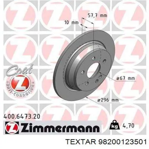 Гальмівні диски 98200123501 Textar