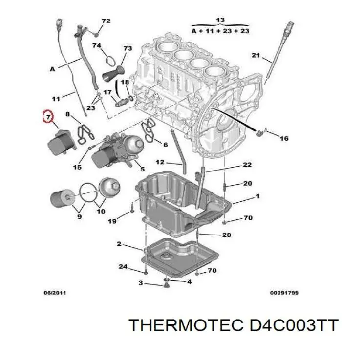 Радіатор масляний (холодильник), під фільтром D4C003TT Thermotec