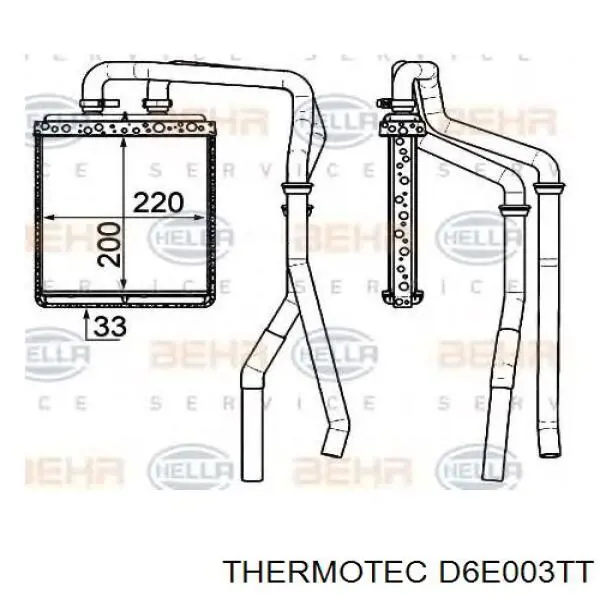 Радіатор пічки (обігрівача) Thermotec D6E003TT ціна, від 52.31 USD