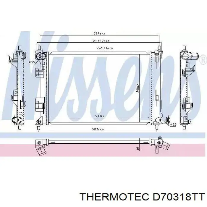 Радіатор охолодження двигуна D70318TT Thermotec