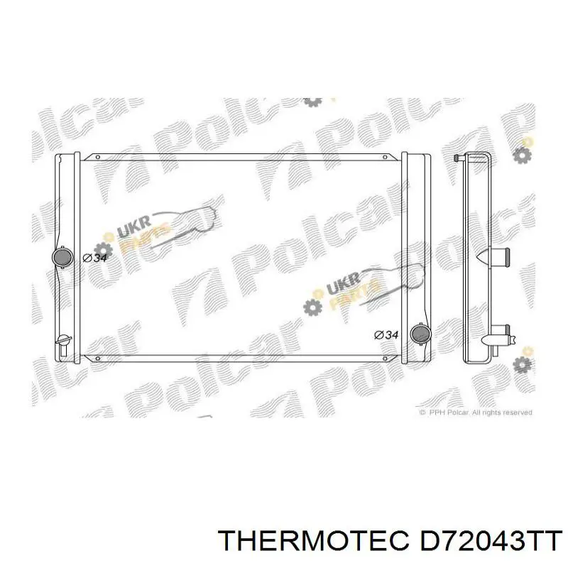 Купити D72043TT Thermotec Радіатор двигуна