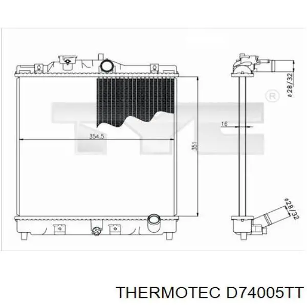 Купити D74005TT Thermotec Радіатор двигуна