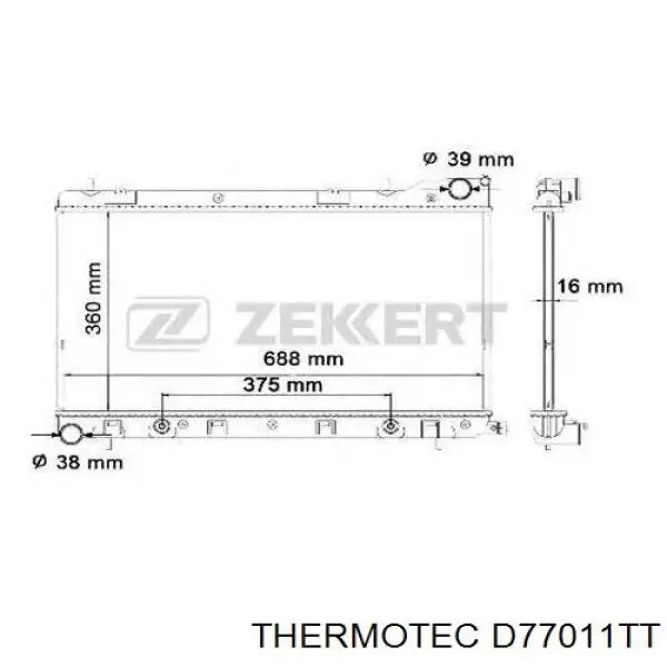 Купити D77011TT Thermotec Радіатор двигуна