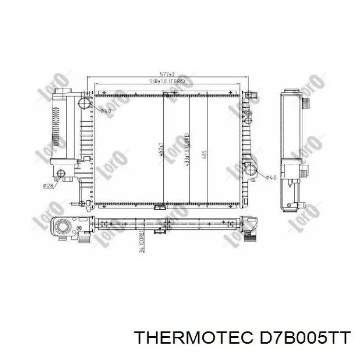 Радіатор основний Thermotec D7B005TT ціна, від 92.37 USD