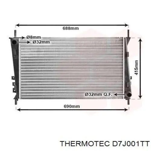 Радіатор охолодження двигуна D7J001TT Thermotec