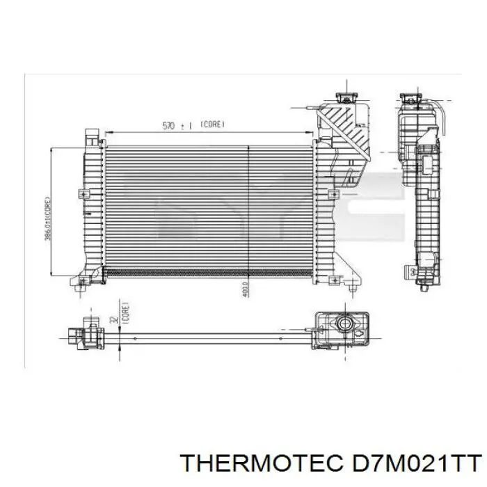 Купити D7M021TT Thermotec Радіатор двигуна