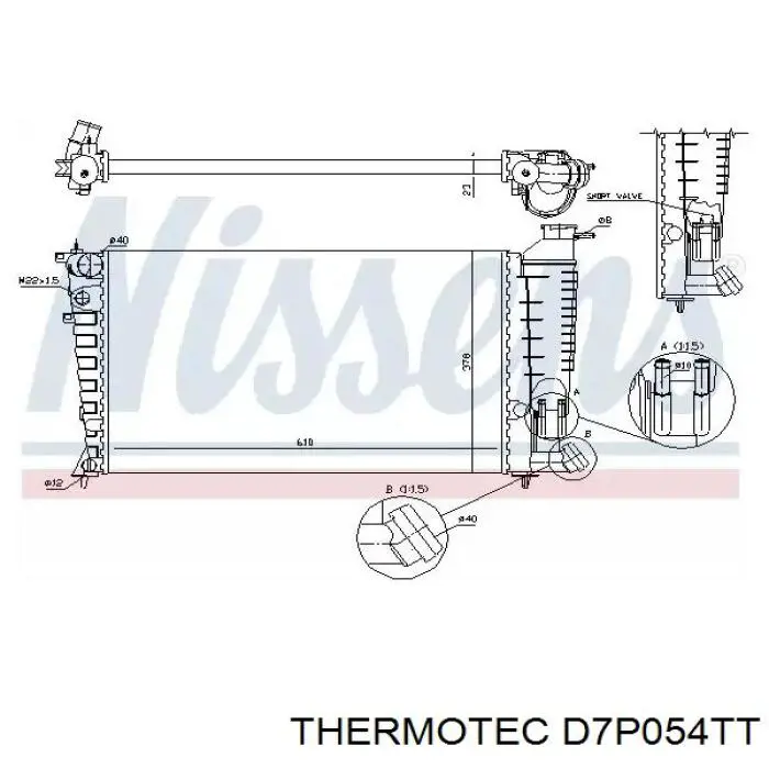 D7P054TT Thermotec радіатор охолодження двигуна