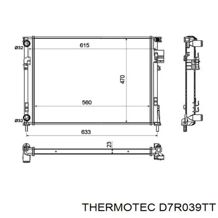 Радіатор основний Thermotec D7R039TT ціна, від 52.53 USD