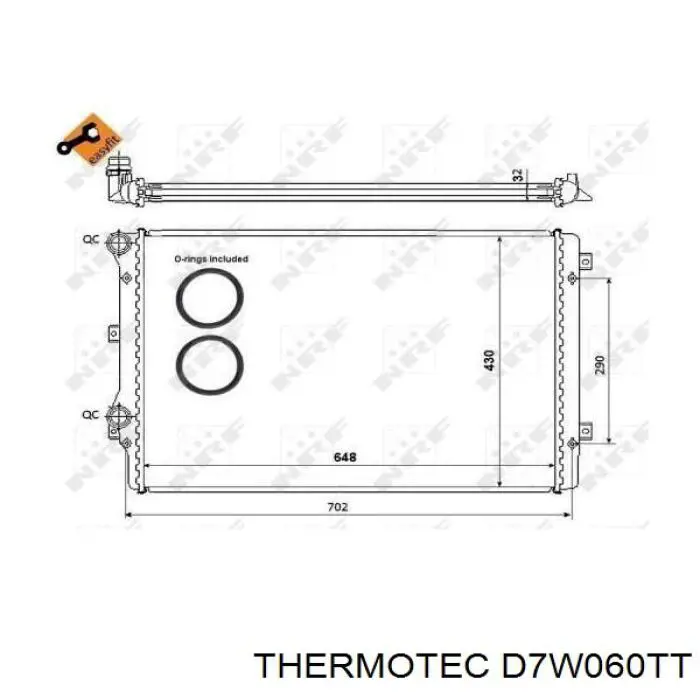 Радіатор основний Thermotec D7W060TT ціна, від 68.67 USD