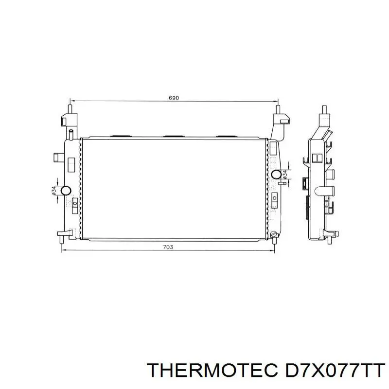 D7X077TT Thermotec радіатор охолодження двигуна