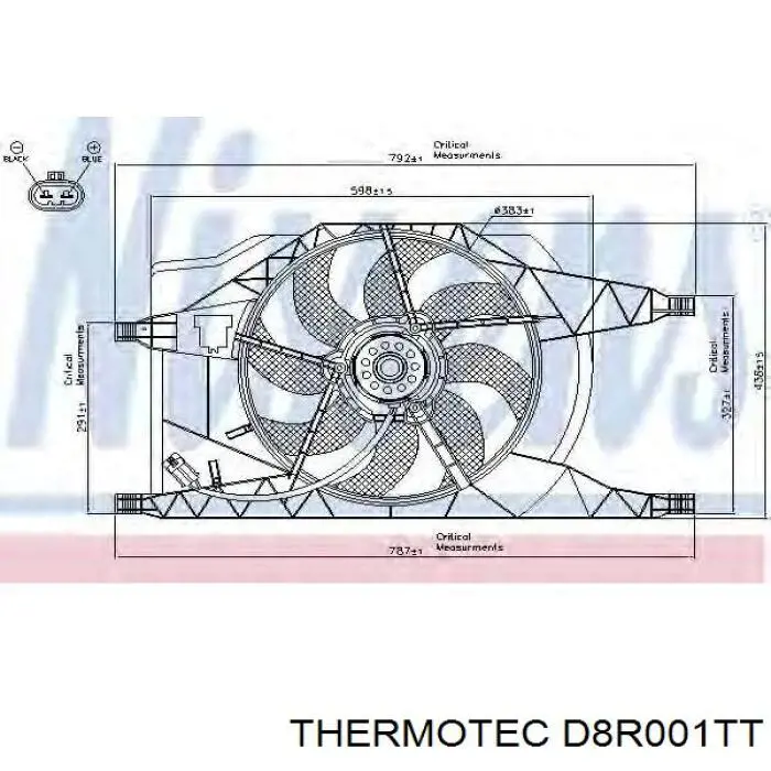 Купити D8R001TT Thermotec Дифузор радіатора охолодження, в зборі з двигуном і крильчаткою