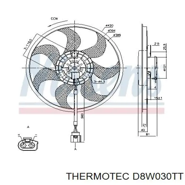 D8W030TT Thermotec Електровентилятор радіатора
