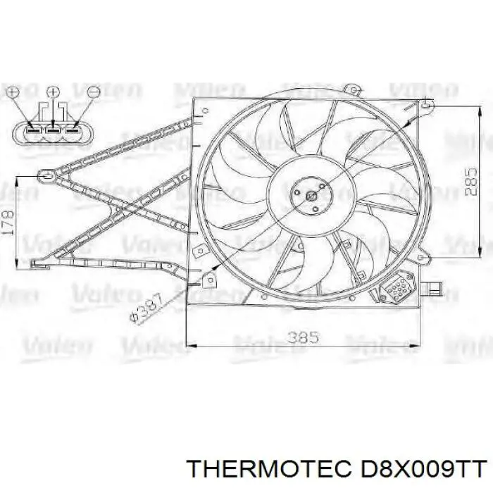 Купити D8X009TT Thermotec Електровентилятор охолодження в зборі (двигун + крильчатка)