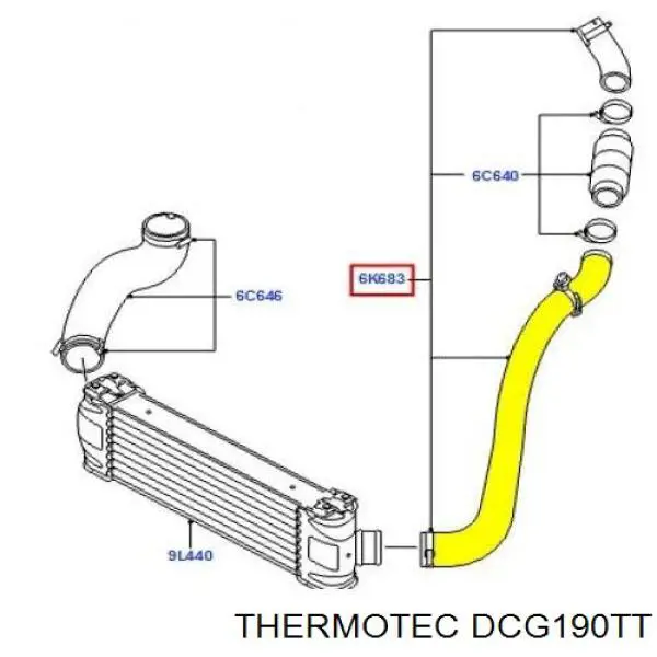 Шланг/патрубок інтеркуллера, нижній лівий DCG190TT Thermotec