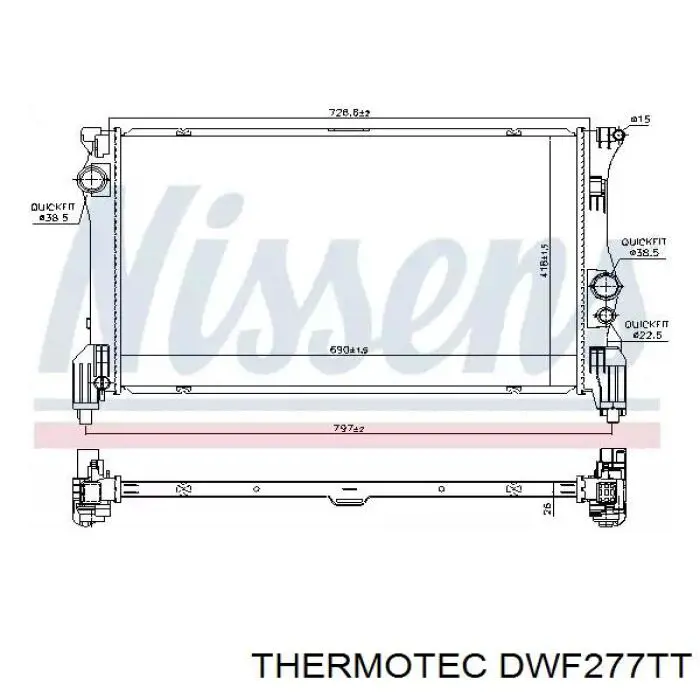 DWF277TT Thermotec шланг (патрубок термостата)