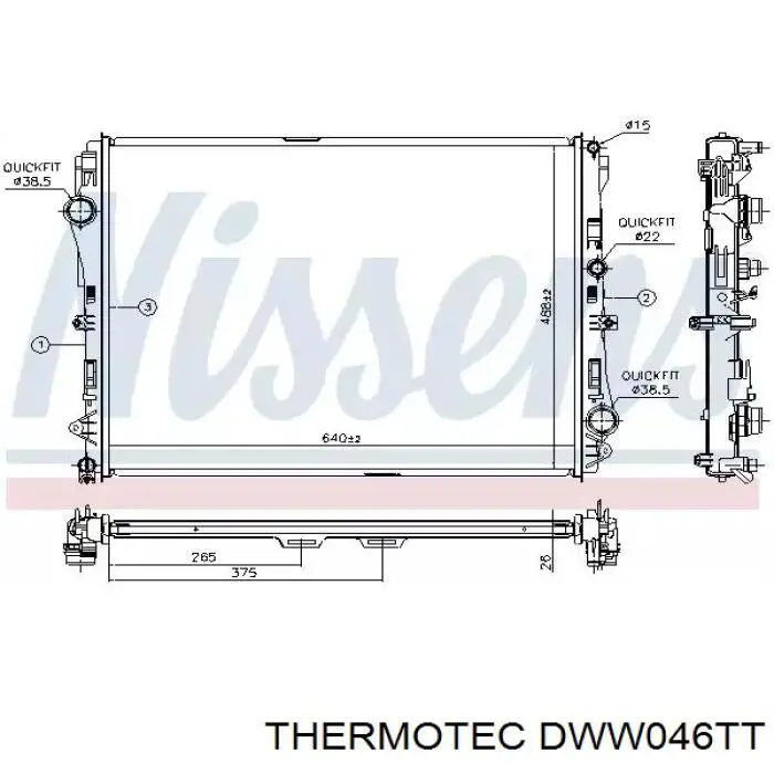 Купити DWW046TT Thermotec Шланг/патрубок радіатора охолодження, нижній