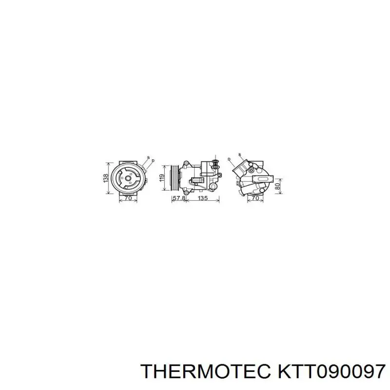 Компресор системи кондиціювання Thermotec KTT090097 ціна, від 154.45 USD