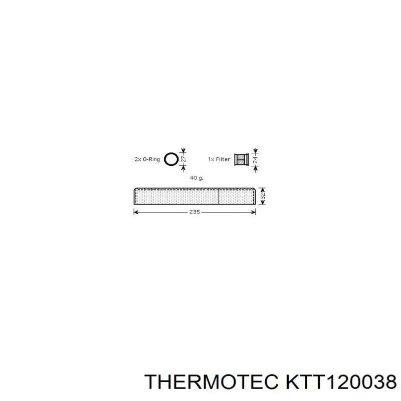 Ресивер-осушувач кондиціонера Thermotec KTT120038 ціна, від 16.94 USD