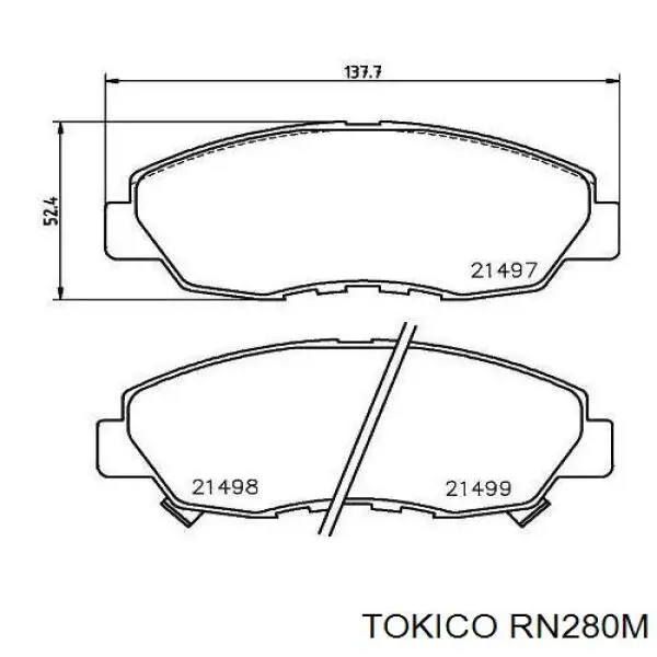 RN280M Tokico Колодки гальмівні задні, дискові