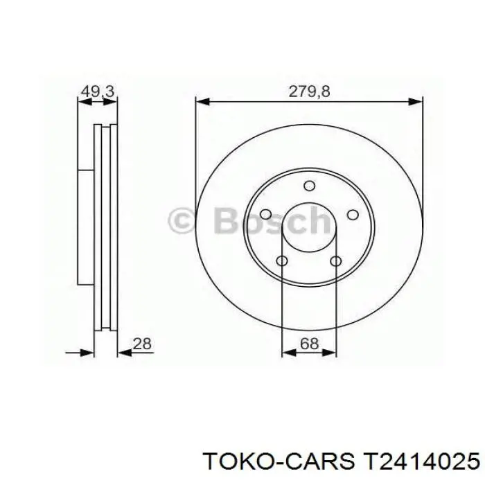 Задні дискові гальма Toko cars T2414025 ціна, від 25.33 USD