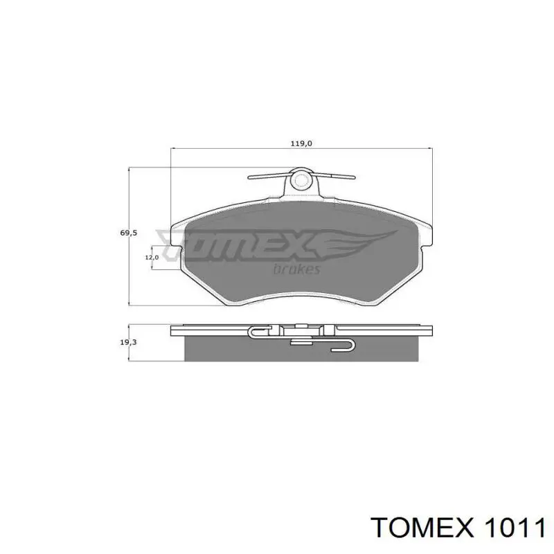 Купити 1011 Tomex Колодки гальмівні передні, дискові
