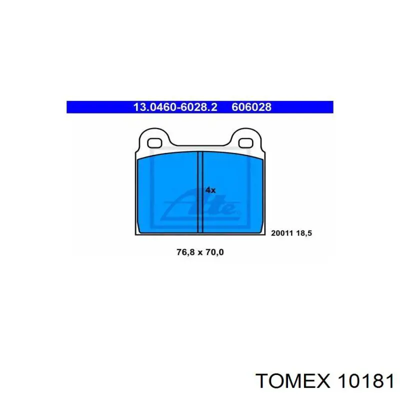 Передні тормозні колодки 10181 Tomex