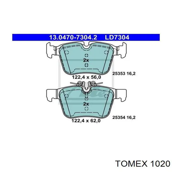1020 Tomex колодки гальмівні передні, дискові