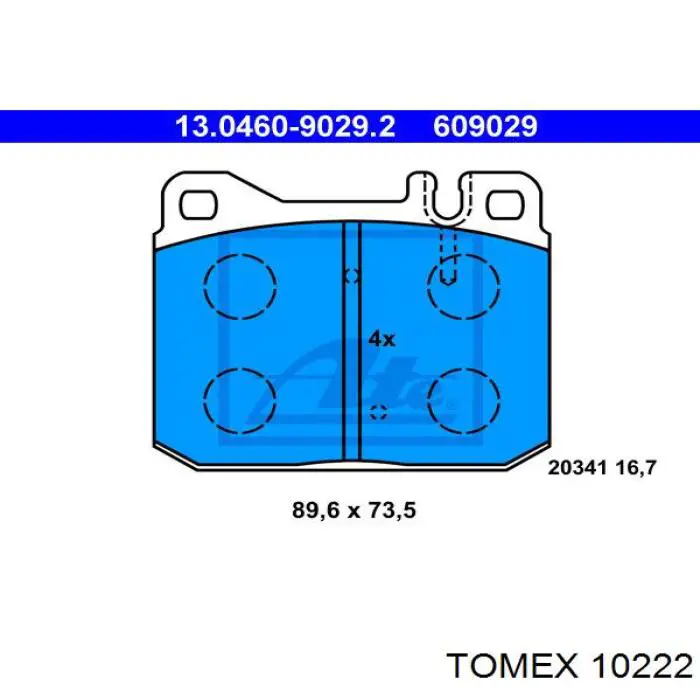 10222 Tomex колодки гальмівні передні, дискові