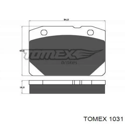 Передні тормозні колодки 1031 Tomex