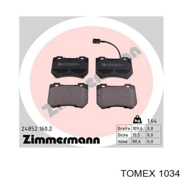 Гальмівні колодки Tomex 1034 ціна, від 14.92 USD