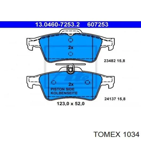 Передні тормозні колодки 1034 Tomex
