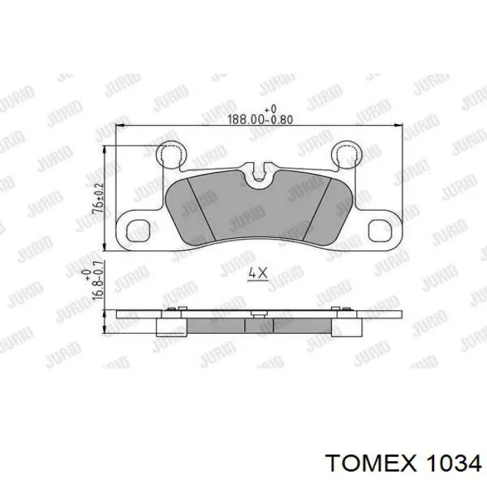 1034 Tomex Передні гальмівні колодки