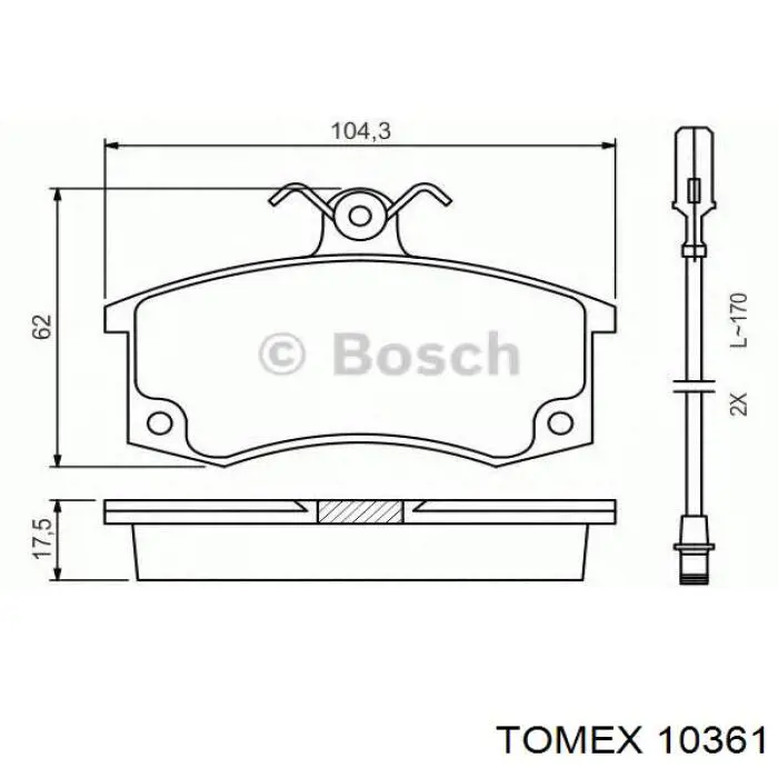 10361 Tomex Передні гальмівні колодки