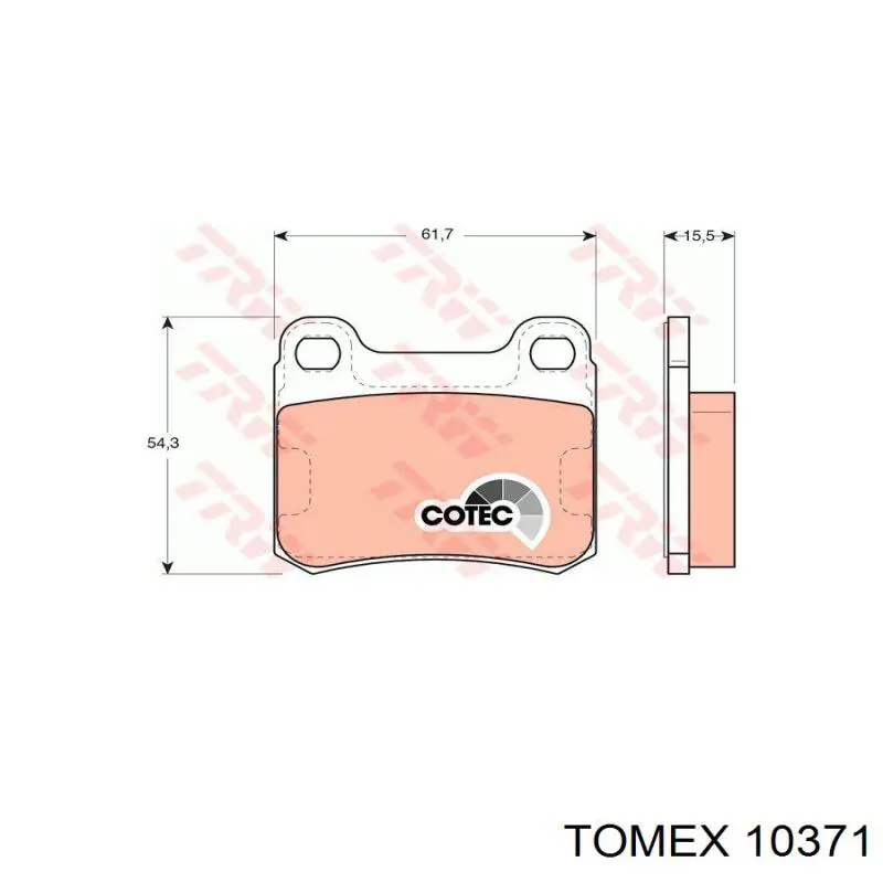 Задні гальмівні колодки 10371 Tomex