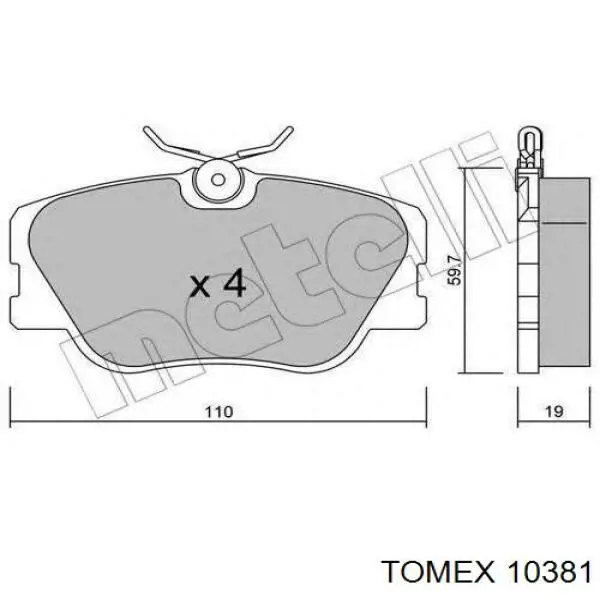 Передні тормозні колодки 10381 Tomex