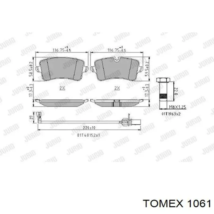 1061 Tomex Передні гальмівні колодки