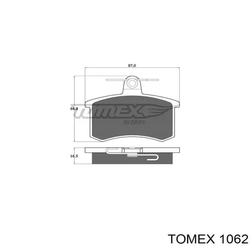 1062 Tomex колодки гальмові задні, дискові