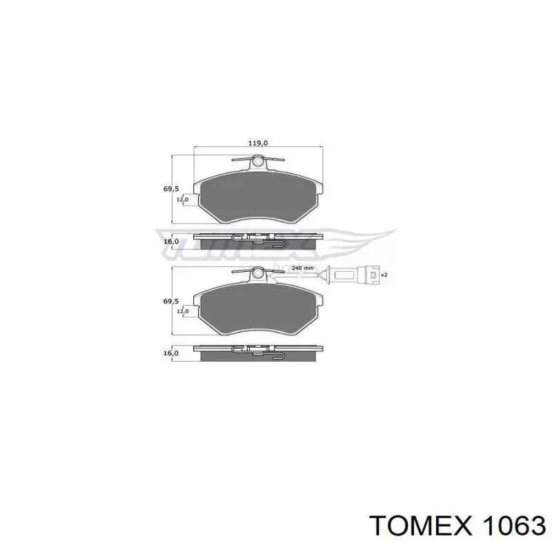 Передні тормозні колодки 1063 Tomex